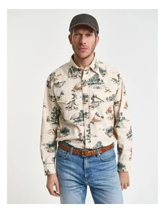 Relaxed Fit Printed Rodeo Shirt in Ivory White