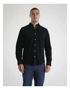 Regular Fit Corduroy Shirt in Black