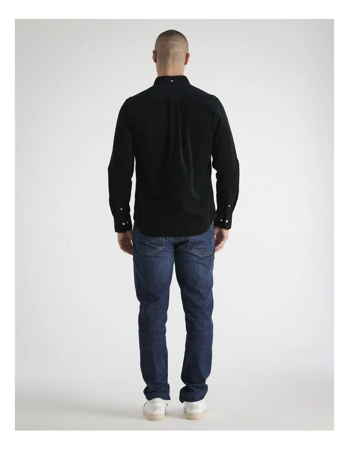 Regular Fit Corduroy Shirt in Black image 2