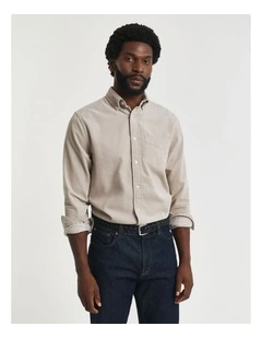 Regular Fit Corduroy Shirt in Greige