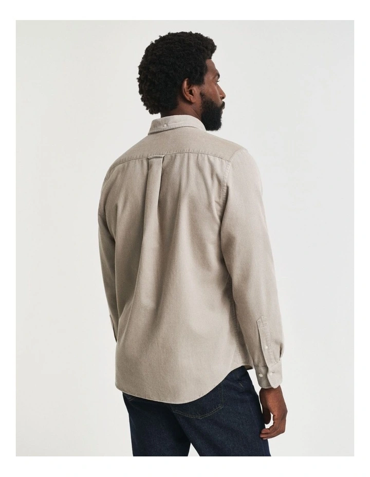 Regular Fit Corduroy Shirt in Greige image 2