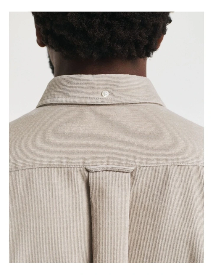 Regular Fit Corduroy Shirt in Greige image 4