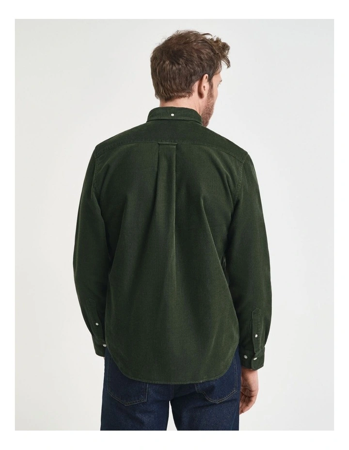 Regular Fit Corduroy Shirt in Country Green image 2