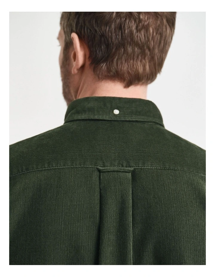 Regular Fit Corduroy Shirt in Country Green image 5