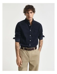 Regular Fit Corduroy Shirt in Evening Blue