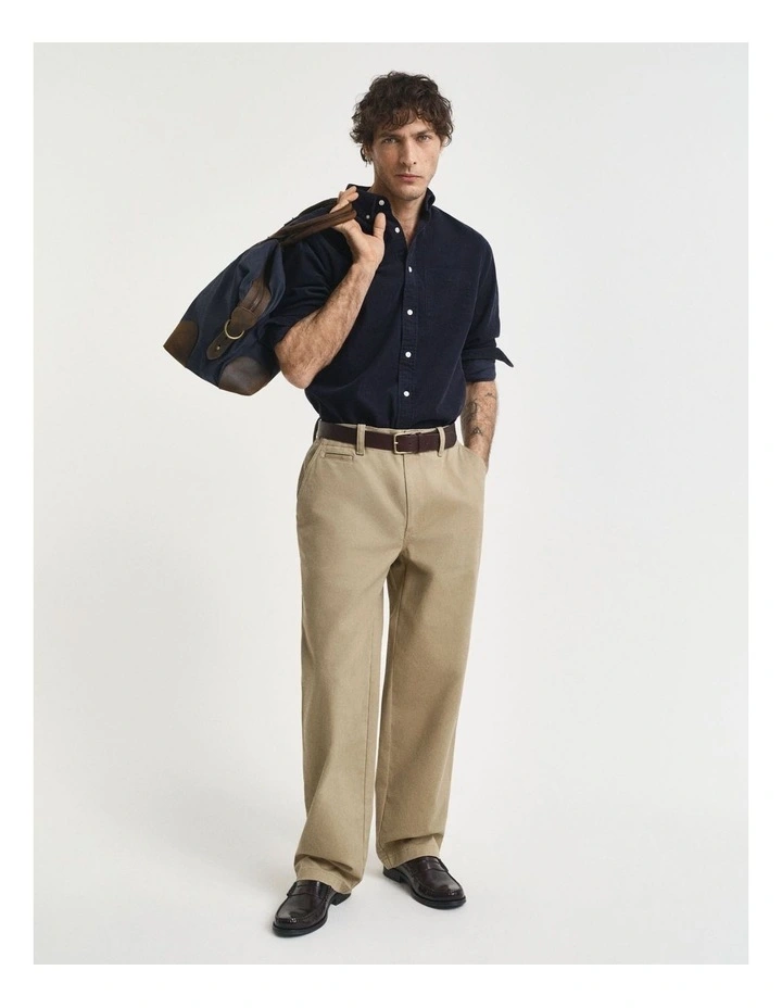 Regular Fit Corduroy Shirt in Evening Blue image 3