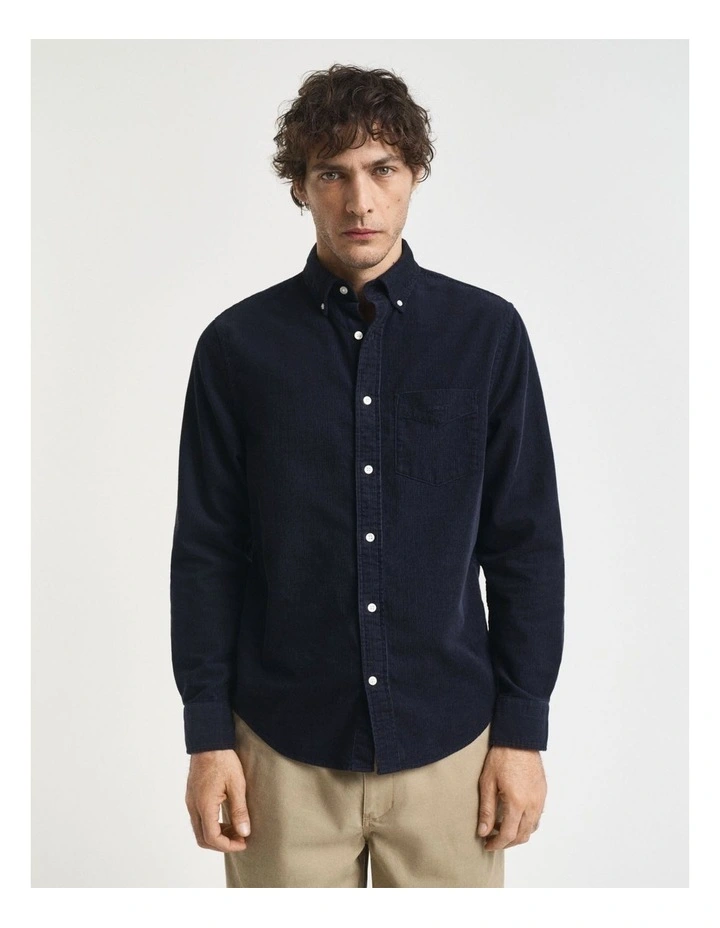 Regular Fit Corduroy Shirt in Evening Blue image 4