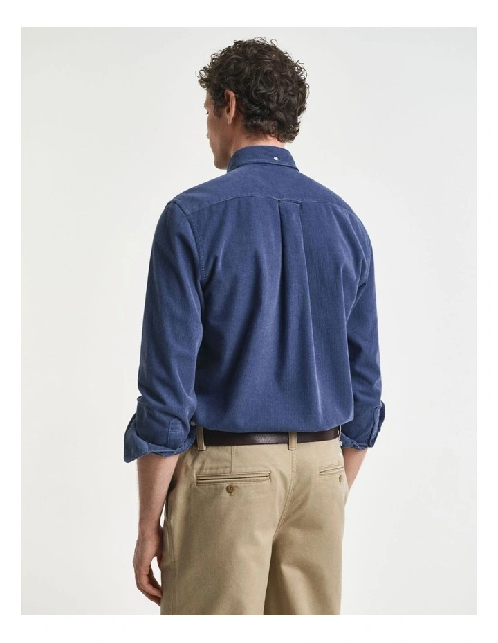 Regular Fit Corduroy Shirt in Naval Blue image 2