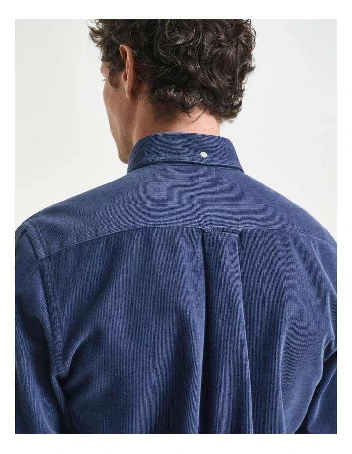 Regular Fit Corduroy Shirt in Naval Blue image 5