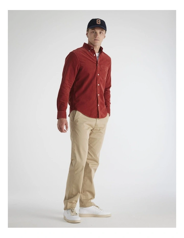 Regular Fit Corduroy Shirt in Modern Rust image 1