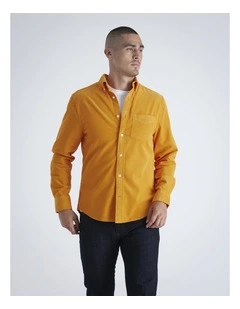 Regular Fit Corduroy Shirt in Yellow Lichen