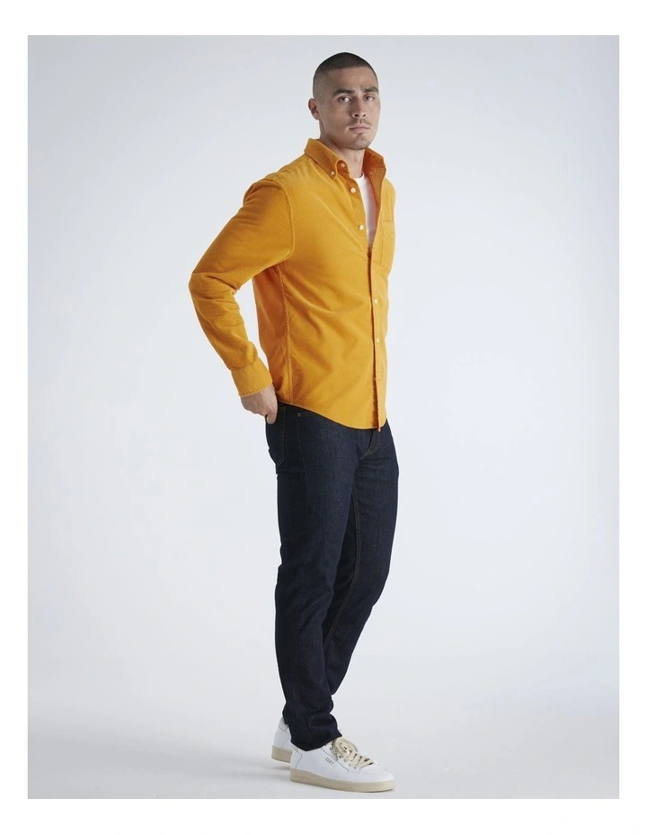 Regular Fit Corduroy Shirt in Yellow Lichen image 3