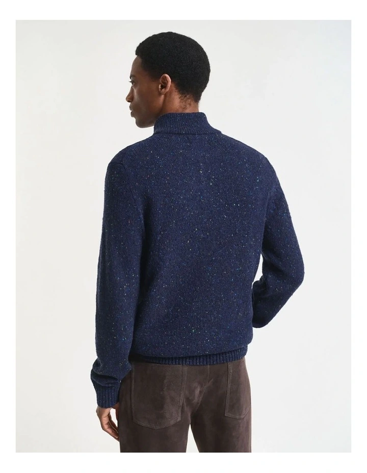 Wool Blend Nepps Half-Buttoned Sweater in Evening Blue image 2