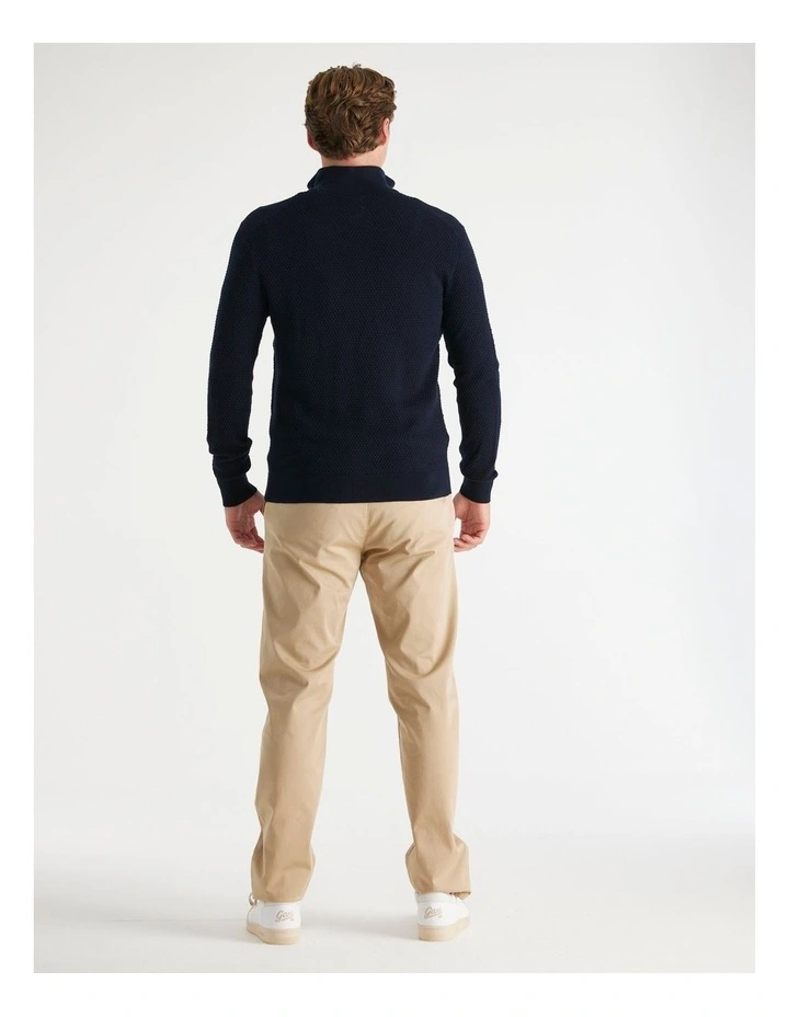 Textured Cotton Merino Half-Zip Sweater in Evening Blue image 2