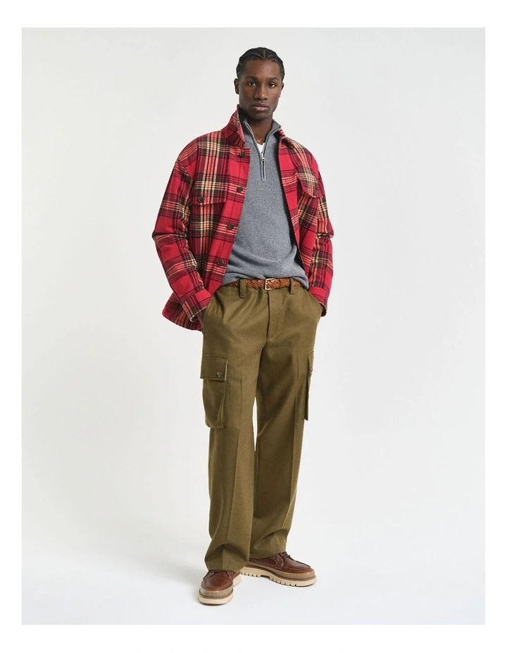 Ribbed Cotton Merino Wool Half-Zip Sweater in Dark Grey Melange image 4