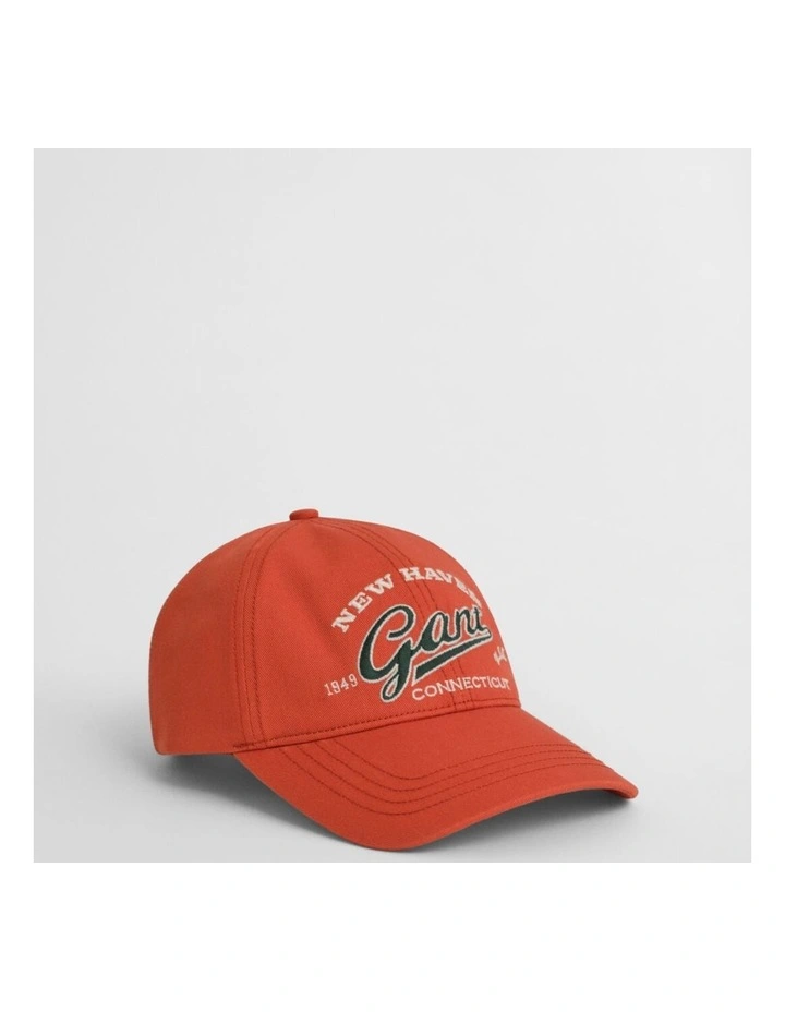 Graphic Cotton Twill Cap in Deep Orange image 1
