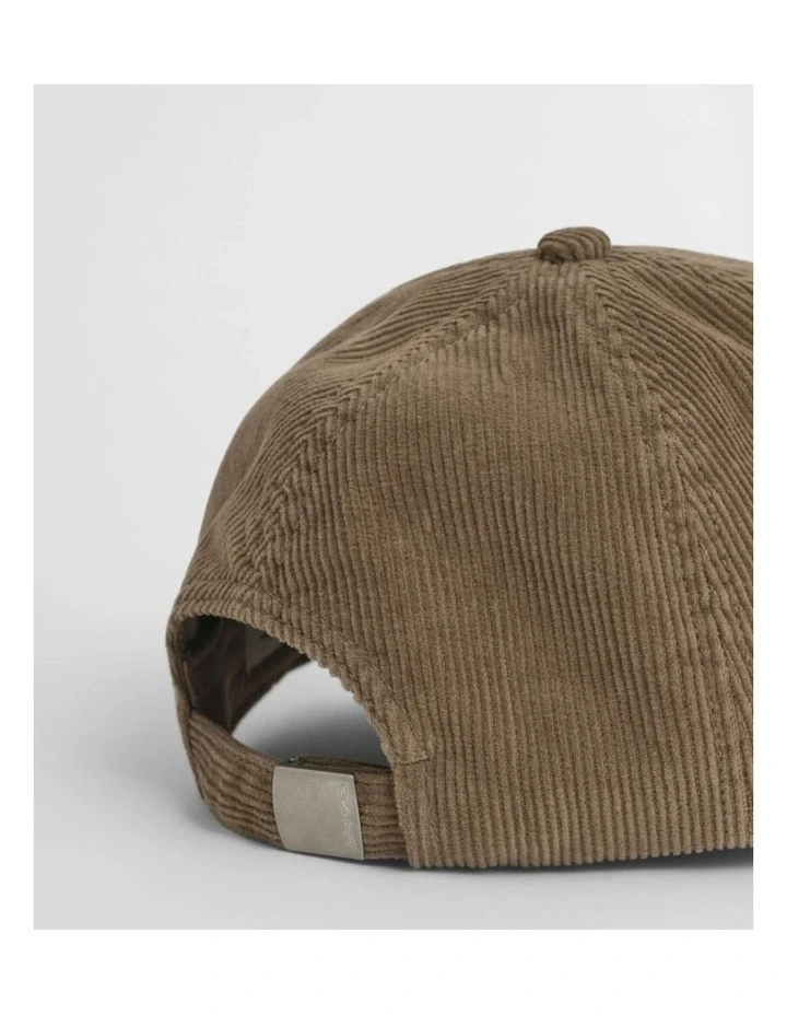 Embroidered Washed Corduroy Cap in Taupe Beige image 2