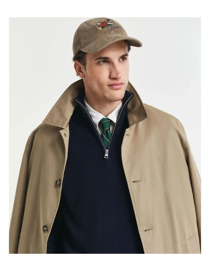 Embroidered Washed Corduroy Cap in Taupe Beige image 3