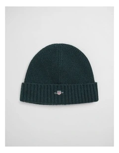 Shield Wool Beanie in Tartan Green