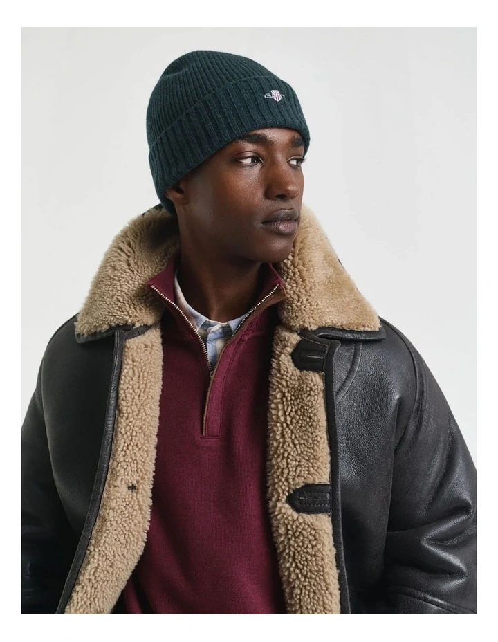 Shield Wool Beanie in Tartan Green image 2