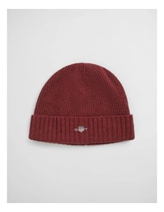 Shield Wool Beanie in Plumped Red