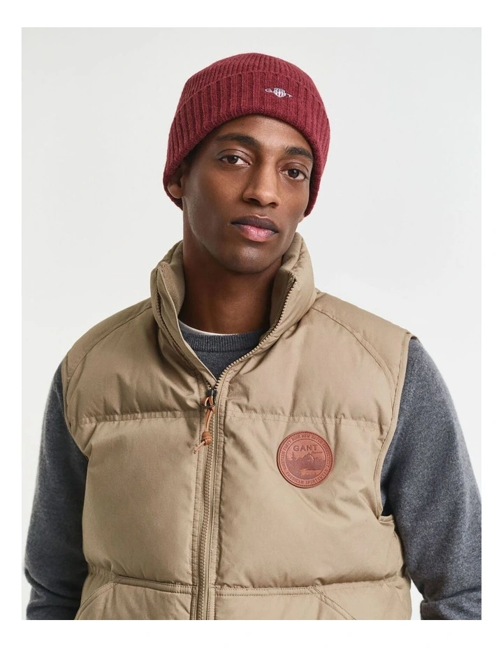 Shield Wool Beanie in Plumped Red image 2