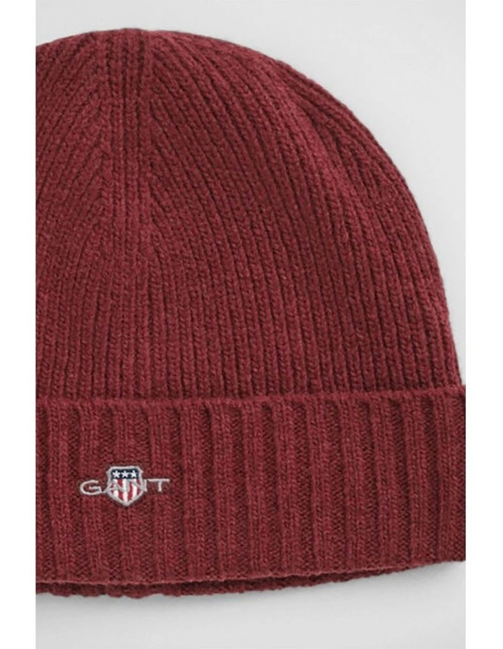 Shield Wool Beanie in Plumped Red image 3