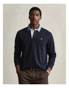 Chambray Collar Heavy Rugger Shirt in Evening Blue