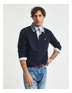Chambray Collar Heavy Rugger Shirt in Evening Blue