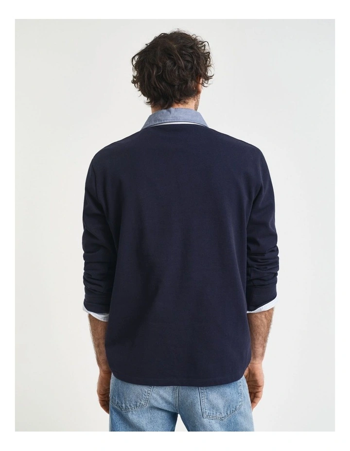 Chambray Collar Heavy Rugger Shirt in Evening Blue image 2