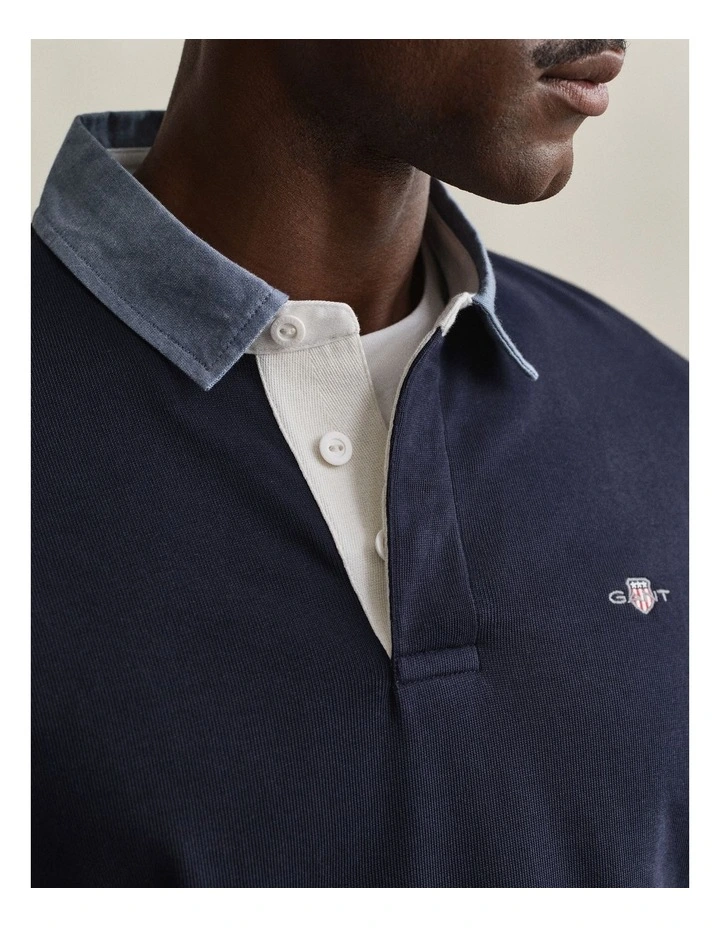 Chambray Collar Heavy Rugger Shirt in Evening Blue image 4