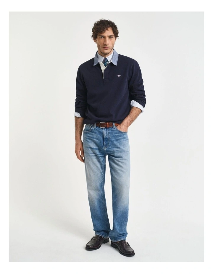 Chambray Collar Heavy Rugger Shirt in Evening Blue image 4