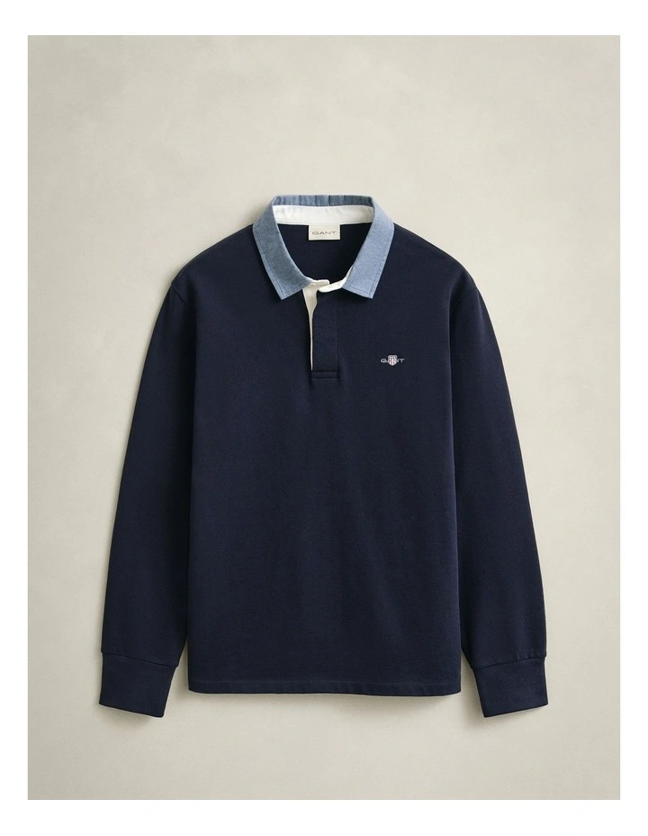 Chambray Collar Heavy Rugger Shirt in Evening Blue image 6