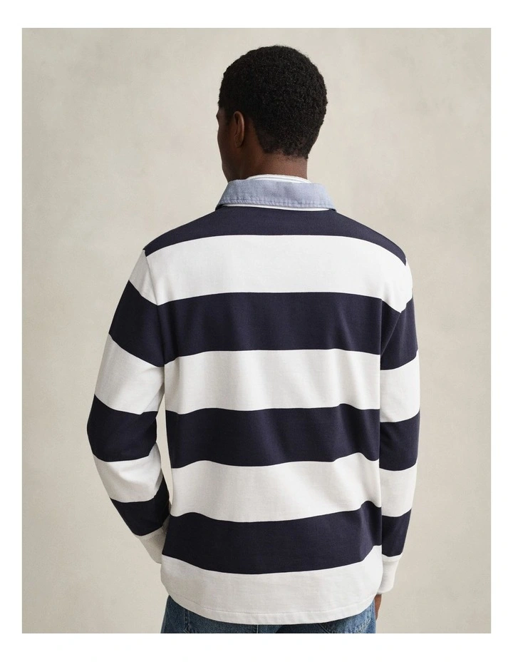 Chambray Collar Striped Heavy Rugger T-shirt in Eggshell image 2