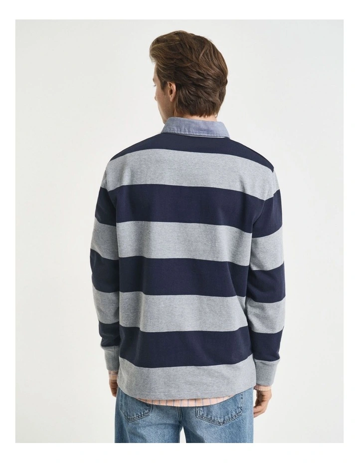Chambray Collar Striped Heavy Rugger in Grey Melange image 2