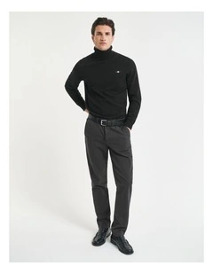 Slim Fit Cotton Herringbone Pants in Antracite