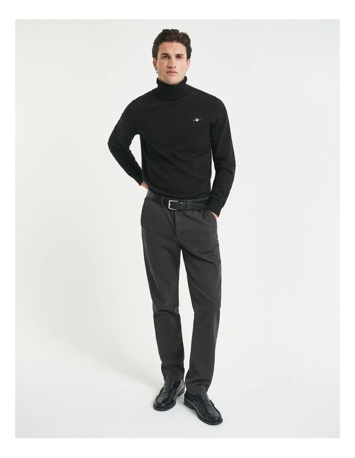 Slim Fit Cotton Herringbone Pants in Antracite image 1