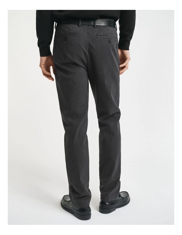 Slim Fit Cotton Herringbone Pants in Antracite image 2