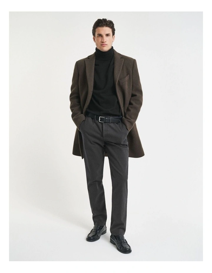 Slim Fit Cotton Herringbone Pants in Antracite image 3