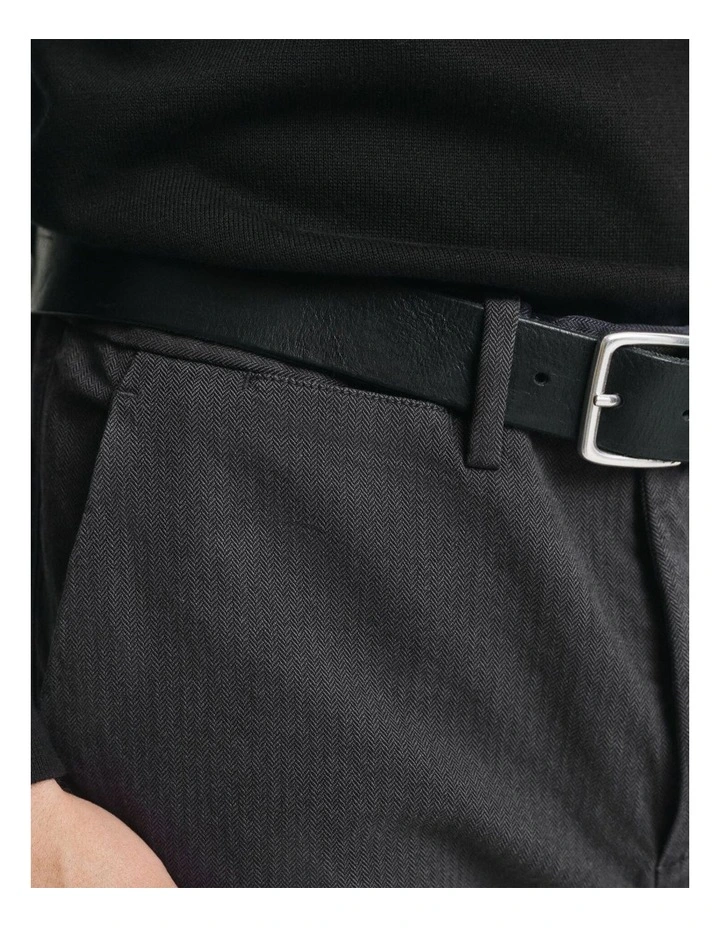 Slim Fit Cotton Herringbone Pants in Antracite image 4