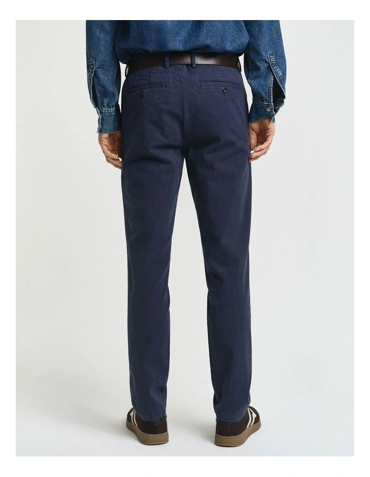 Slim Fit Cotton Herringbone Pants in Evening Blue image 2