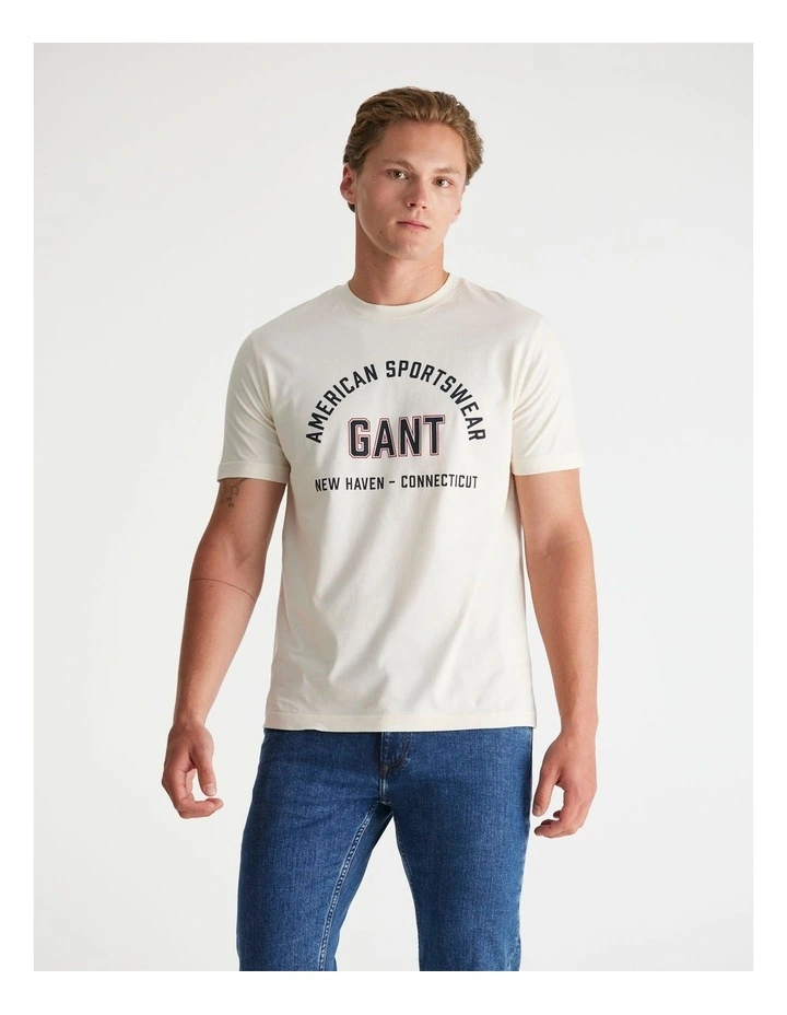 Printed Graphic T-shirt in Cream image 4