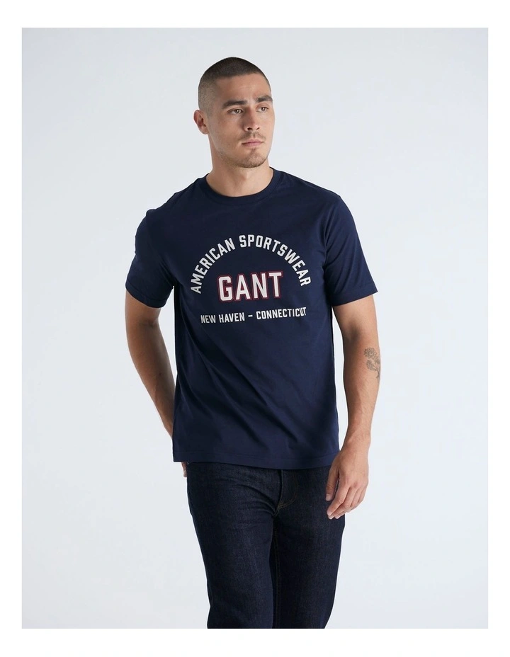 Printed Graphic T-Shirt in Evening Blue image 4