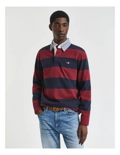 Chambray Collar Striped Heavy Rugger in Plumed Red