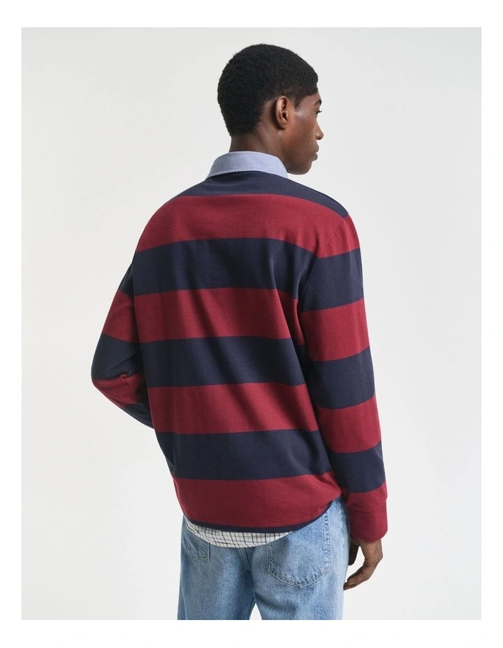Chambray Collar Striped Heavy Rugger in Plumed Red image 2