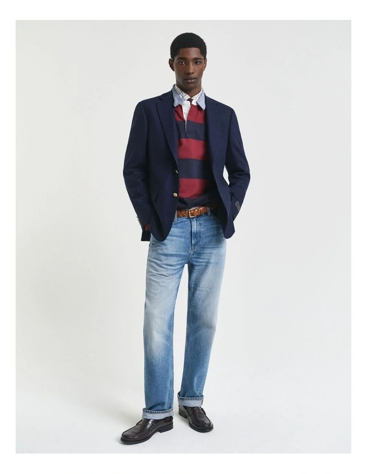 Chambray Collar Striped Heavy Rugger in Plumed Red image 3