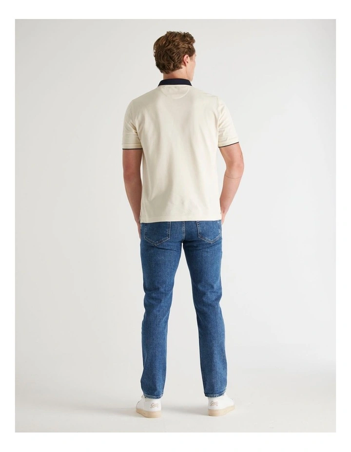 Graphic Pique Polo in Cream image 2