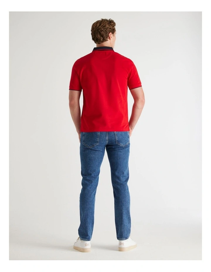 Graphic Pique Polo in Ruby Red image 2