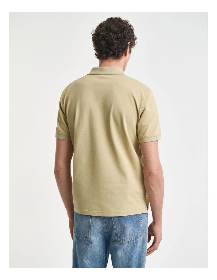 Contrast Piqu Polo Shirt in Woody Beige image 2