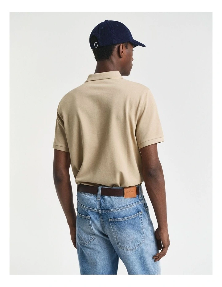 Regular Fit Shield Piqu Polo Shirt in Woody Beige image 2